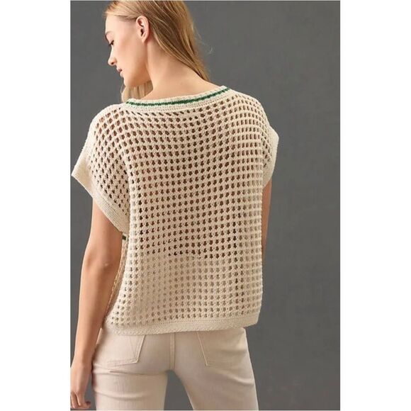 Mother Be Square “Fresh” Boho Crochet Open Knit Pullover Sweater Top Size Small - Picture 13 of 15